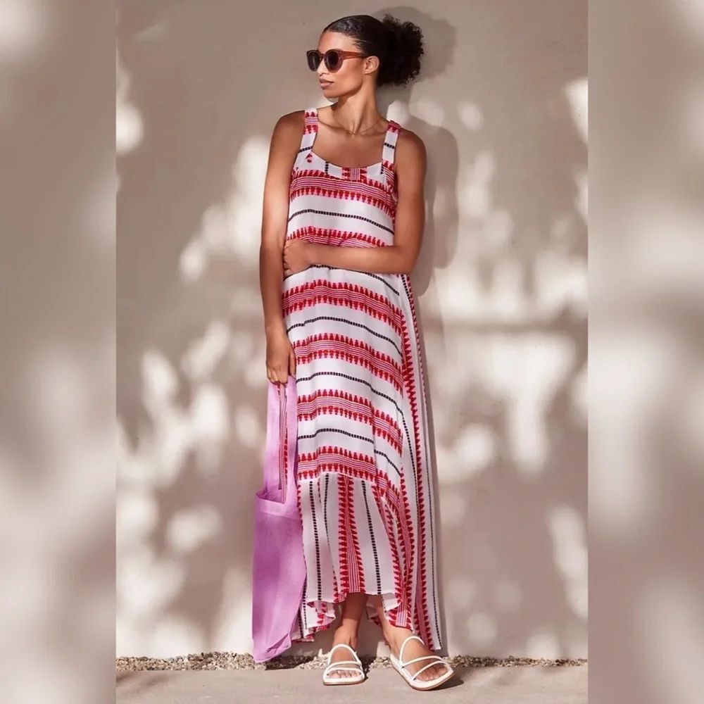 Anthropologie Ro's Garde Flounced Maxi Dress Size M